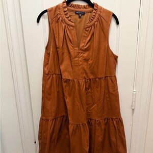 Skies Are Blue Sleeveless Tiered Pleather Dress